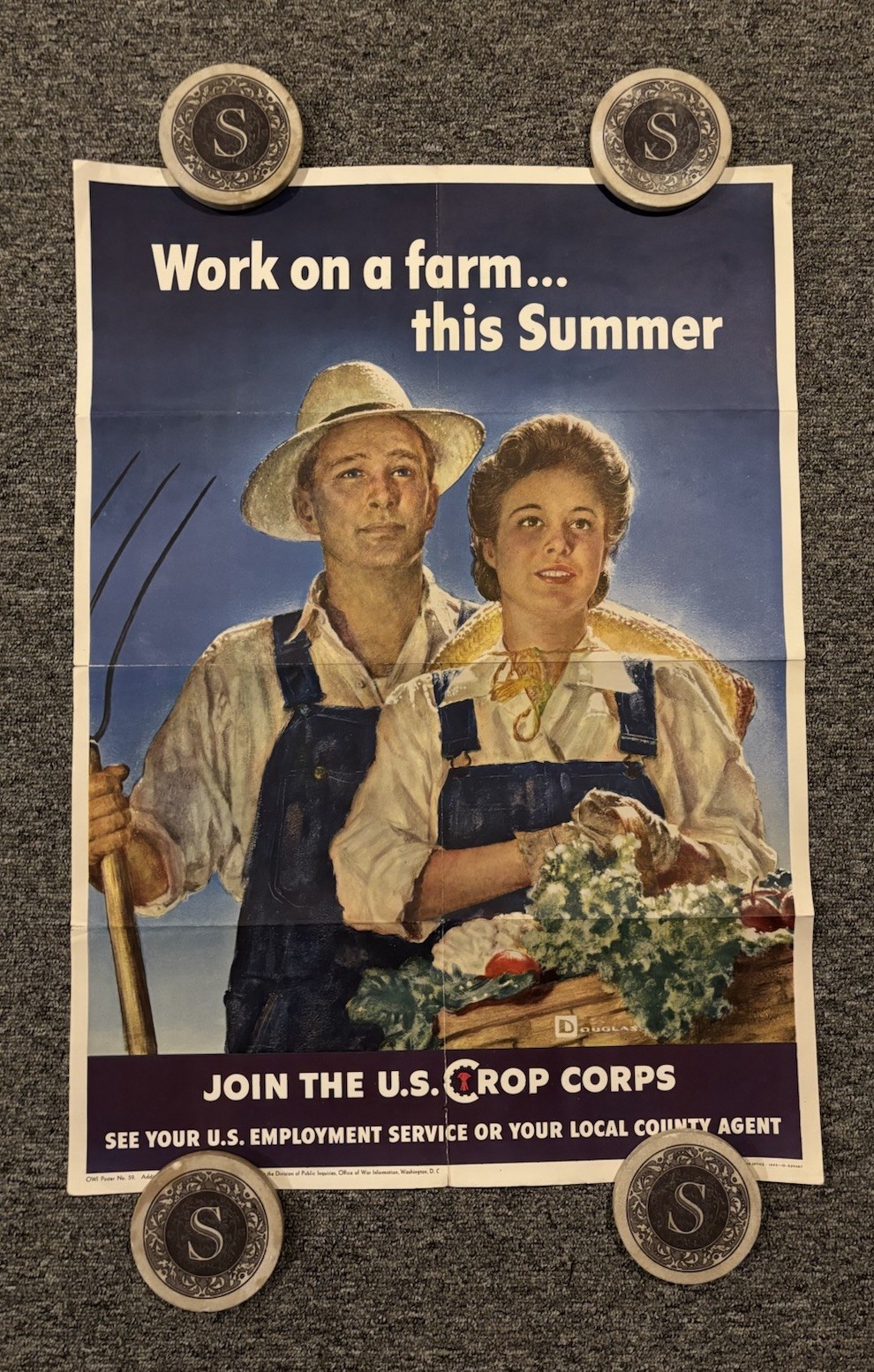 Original WWII Poster Work On A Farm This Summer Join The Crop Corps 16x22.5”