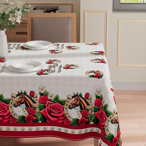 Kentucky Roses Horse Rcing Tablecloth Rectangle Table 84" x 60" (Rectangular)
