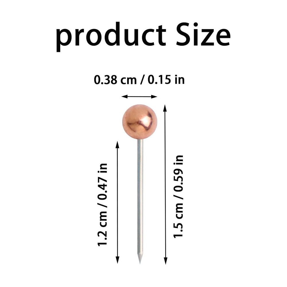 200 Pieces Map Push Pins, Small Round Head Marking Rose Gold