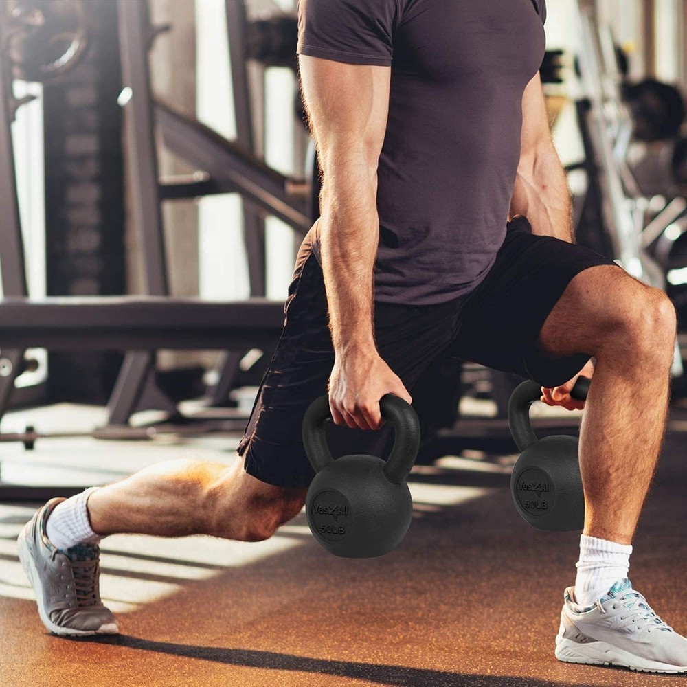 Cast Iron Kettlebell Pair 10LB: Solid Strength Training Weights, Smooth Handle