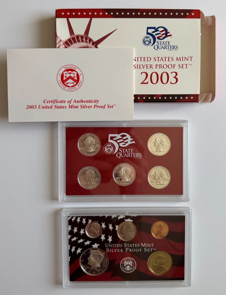US Mint Silver Proof Set Complete Run 2002-2008 (7 Sets) OGP COA 90% Silver