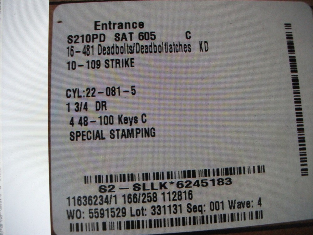 Schlage Front Door Entry Lockset - S210PD