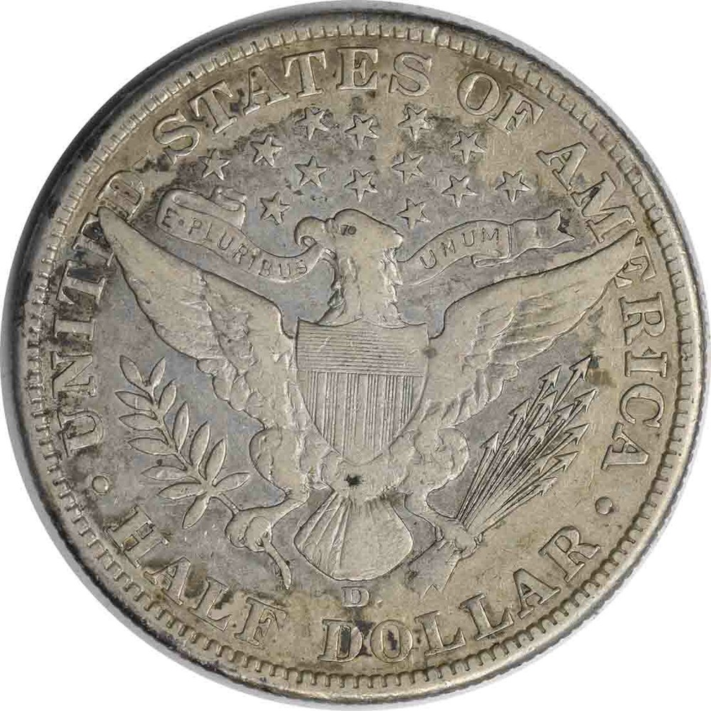 1907-D Barber Silver Half Dollar Choice VF Uncertified #331