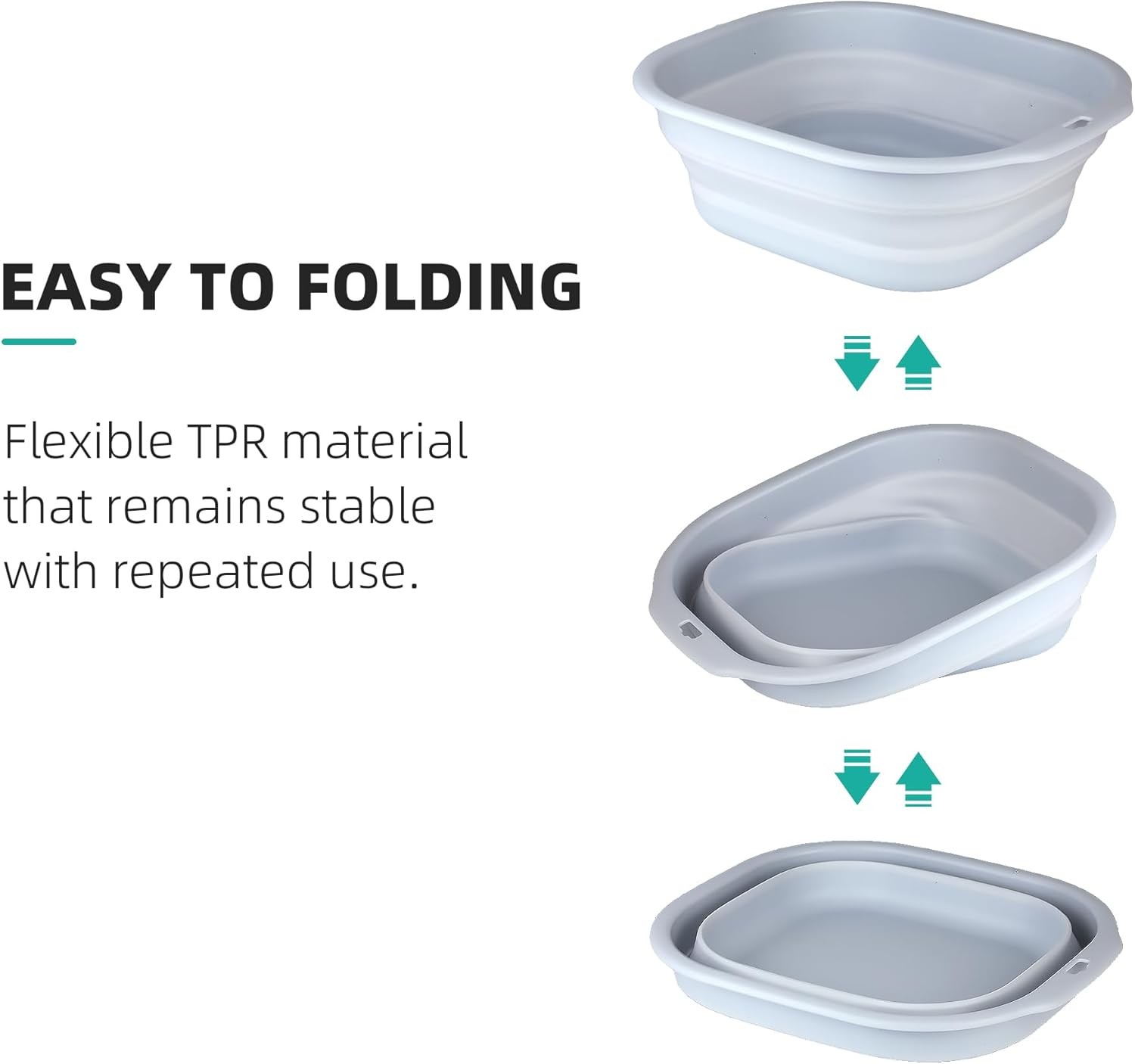 2 Pack Collapsible Wash Basin Set, Foldable Dish Tub, Small Medium Portable Sink
