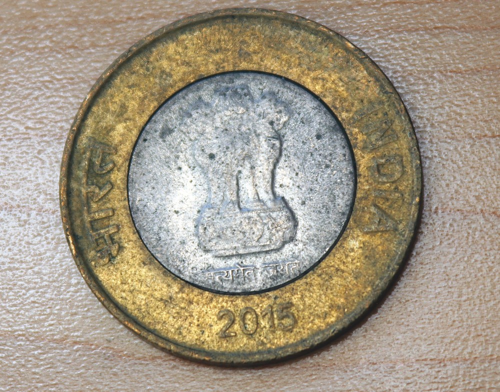 2015 India 10 Rupees Noida Mint Bimetallic