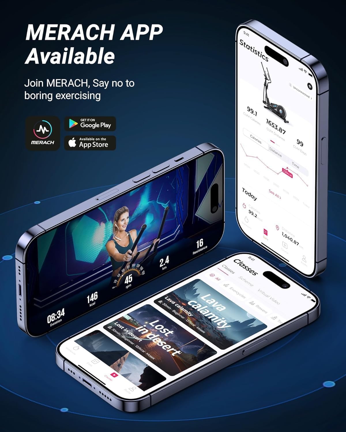 MERACH Elliptical Machine with 16Level Resistance Magnetic Drive System Home Use