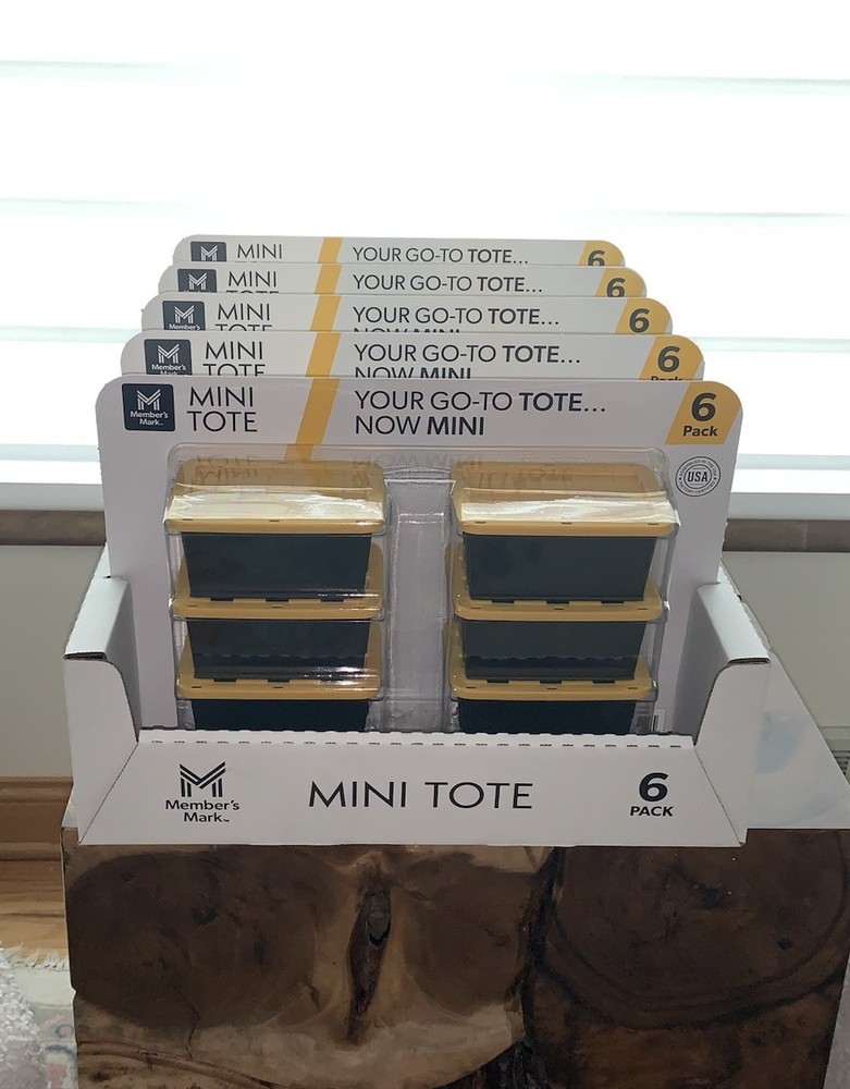 6 PACK Members Mark Mini Tote Bins Viral Tiny Mini Storage Container Yellow Lids