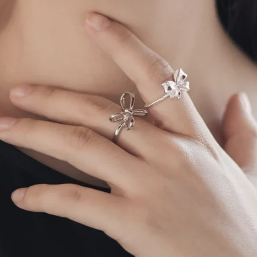 Silver Bow Ring| Bow Ring| Ribbon Ring|Sterling Silver Ring|Minimalist Ring