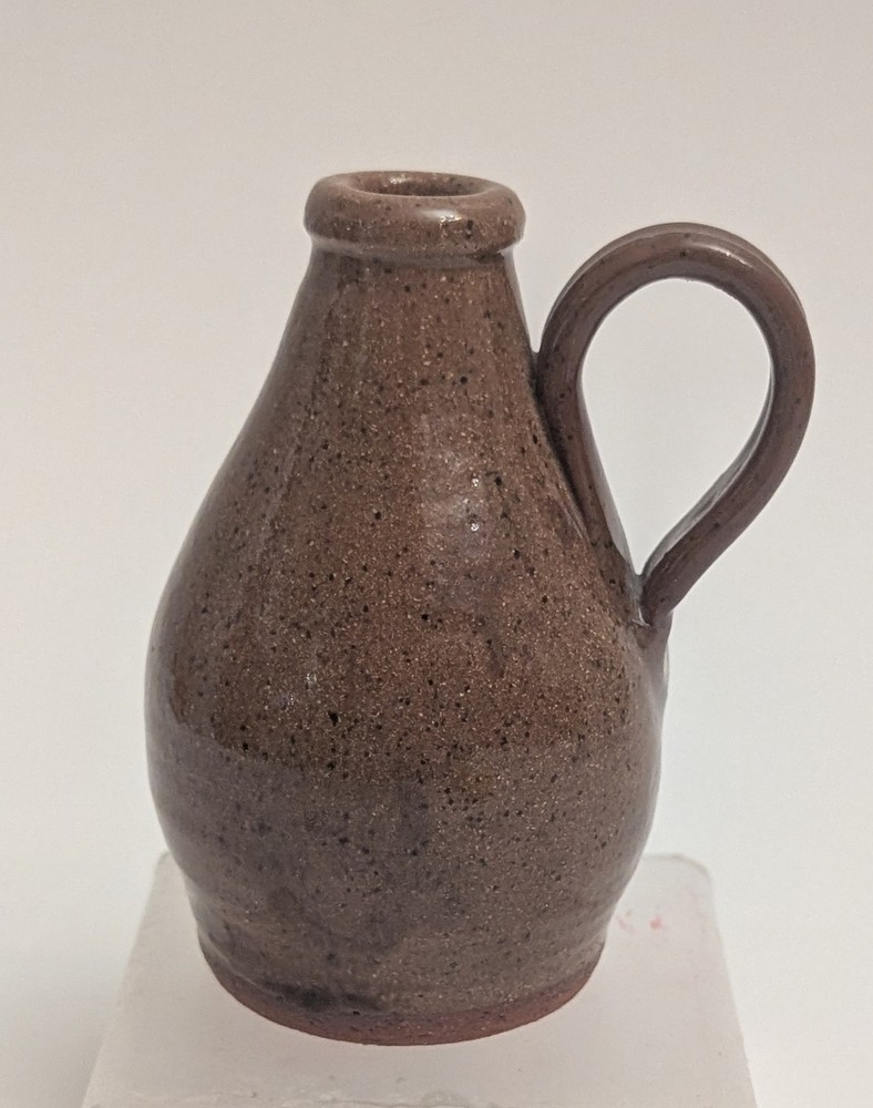 Speckled Brown Mini Handled Ceramic Jug 4 1/4"- Signed