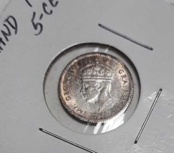 NEWFOUNDLAND 1941 5c TONED UNC