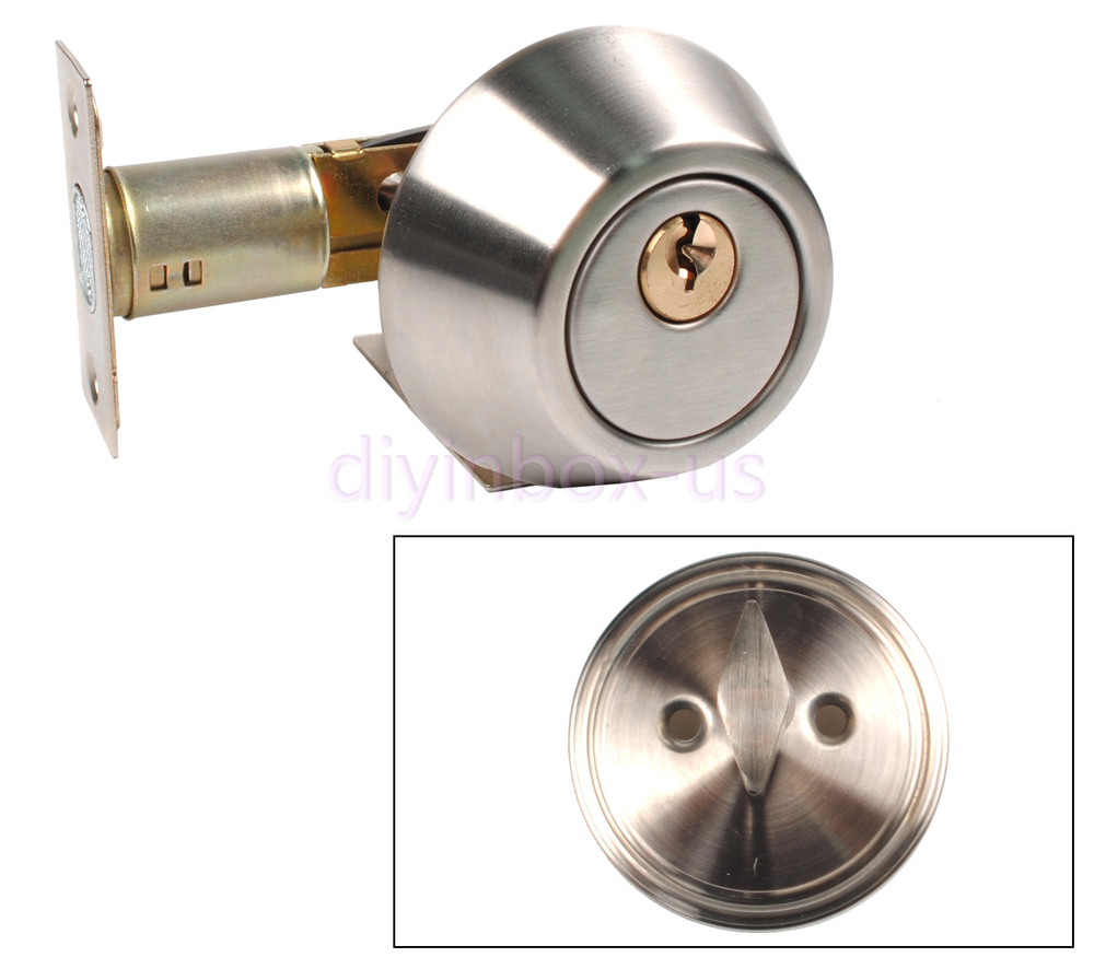 Silver Cylinder Deadbolt Door Lock Security Home Entry Handle Set with 3 keys