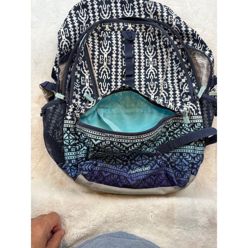 Lands End Backpack Patterned School Travel Hiking Daypack