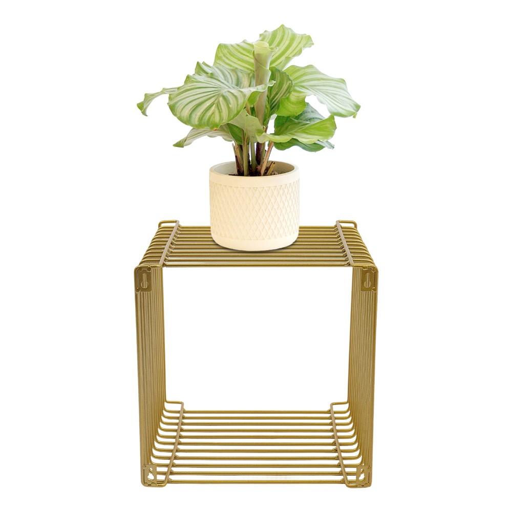 Side Table Square Geometry Side Table Linear Metal End Table 120kg/264.55lbs