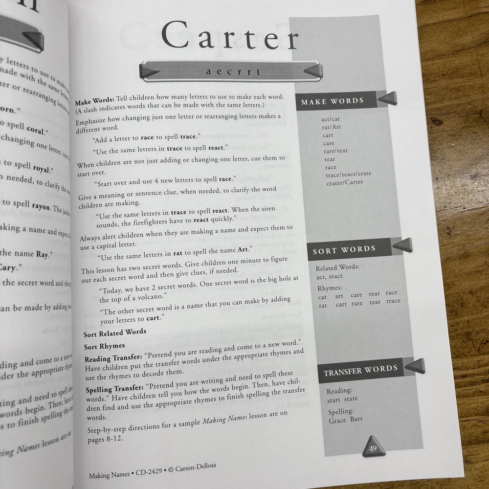 Making Names Hands On Spelling and phonics Lessons Teacher Resource Book