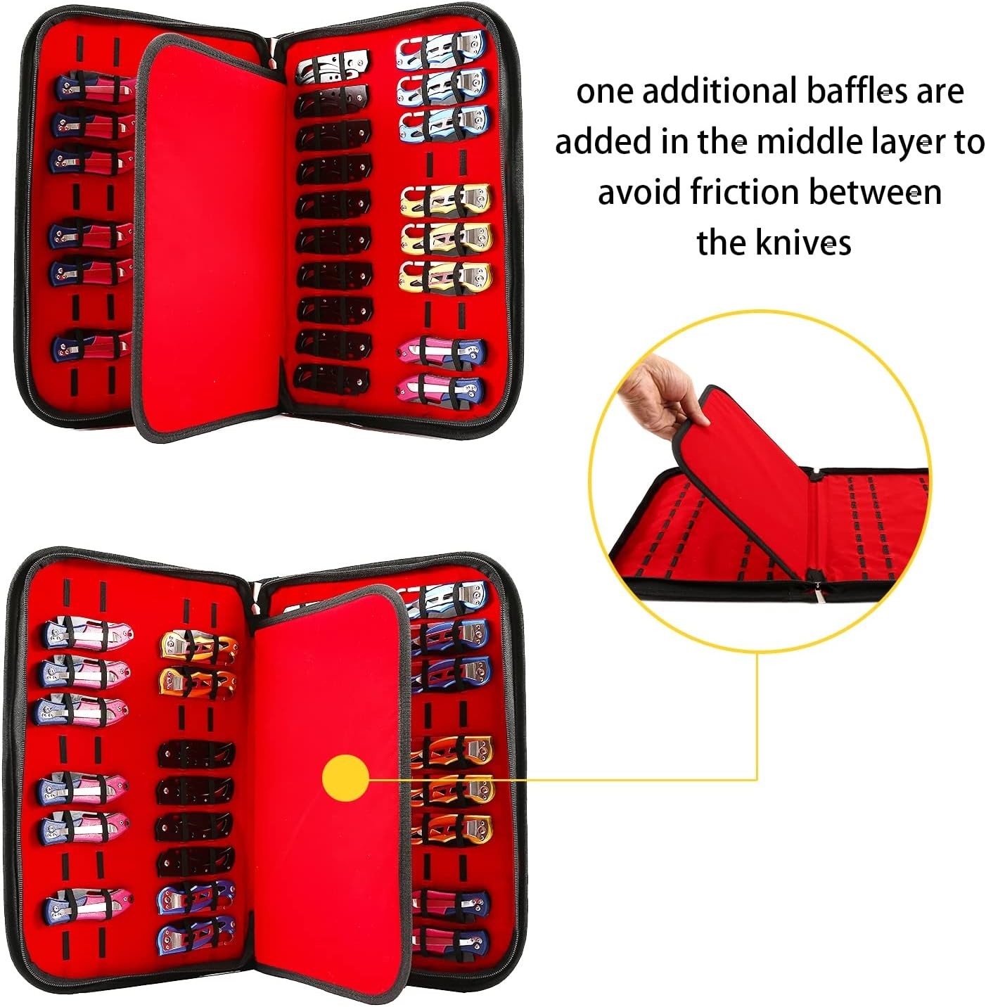 Knife Case Display Case Knife Storage 40 Slots Folding Holder Organizer Red