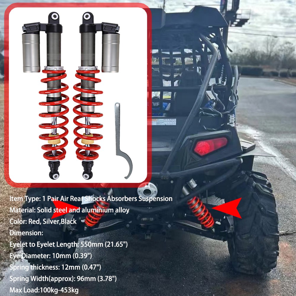 STAGE 5 ADJUSTABLE REAR AIR SHOCKS ABSORBERS FOR POLARIS RZR 800 S EFI 2009-2014
