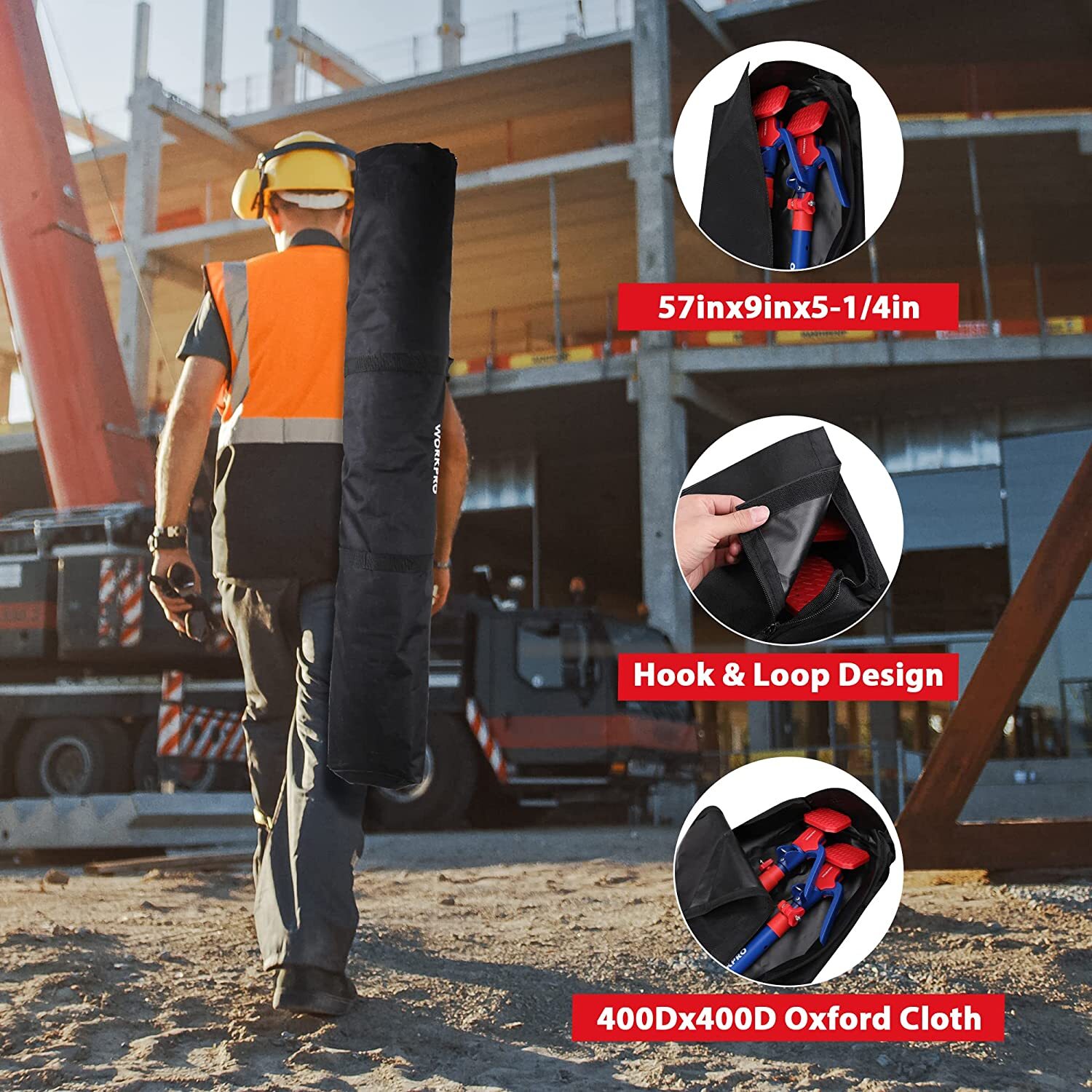 WORKPRO Cabinet Jack Support Pole 54-114 Inches Steel 2-Pk with 154 lbs Capacity