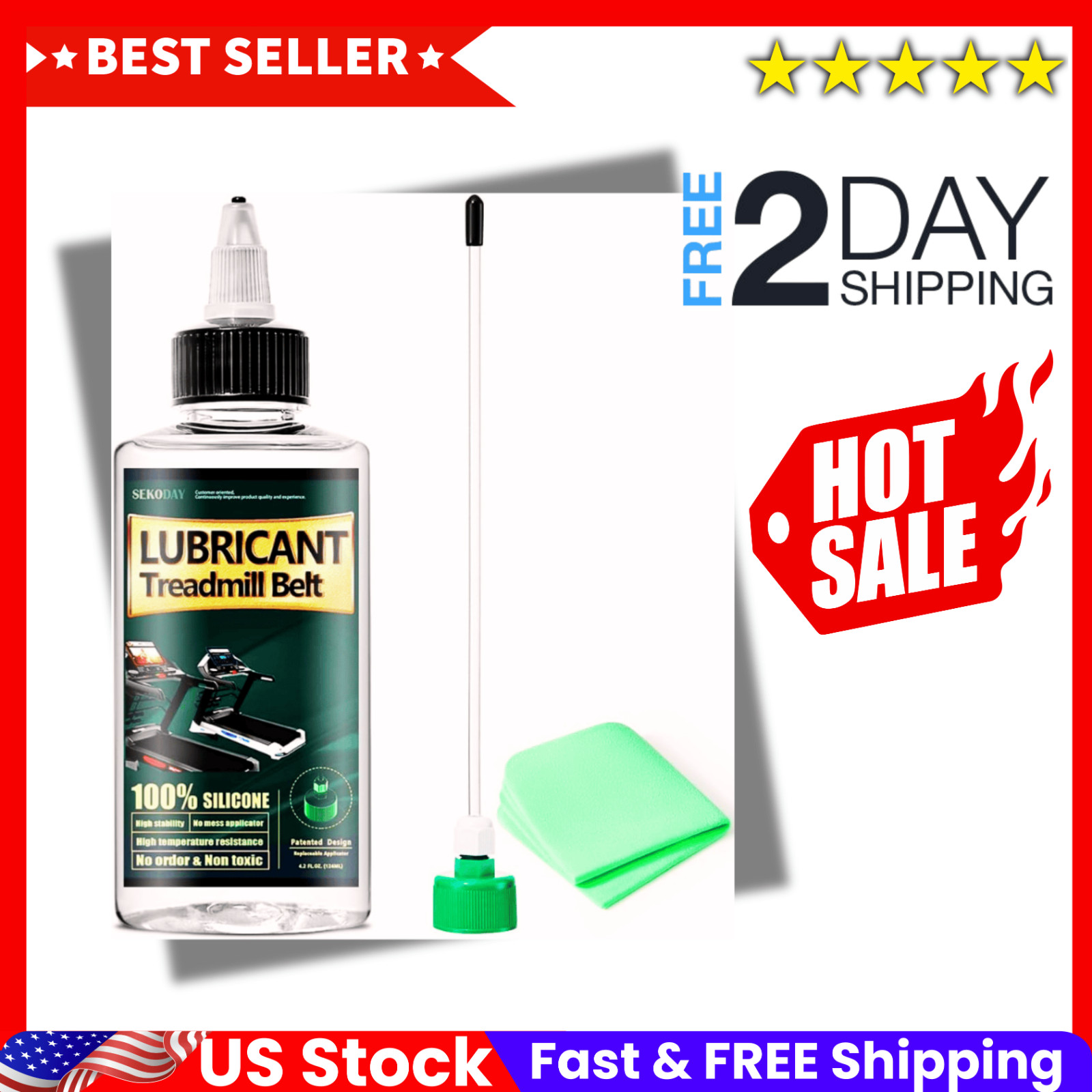 Silicone Treadmill Belt Lubricant 4.2ozHigh Temp Resistant w/ Applicator Tubes**