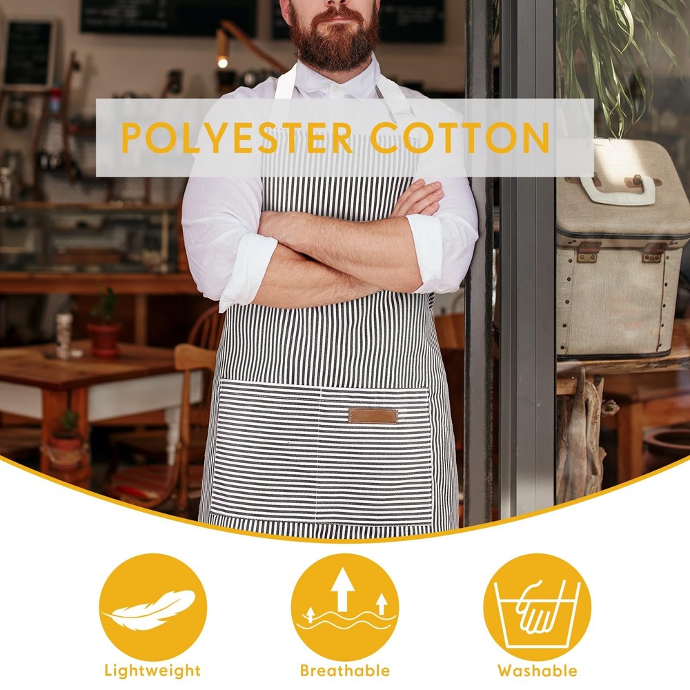 4 Pcs Kitchen Cooking Aprons with Pockets Adjustable Waterproof Baking Apron