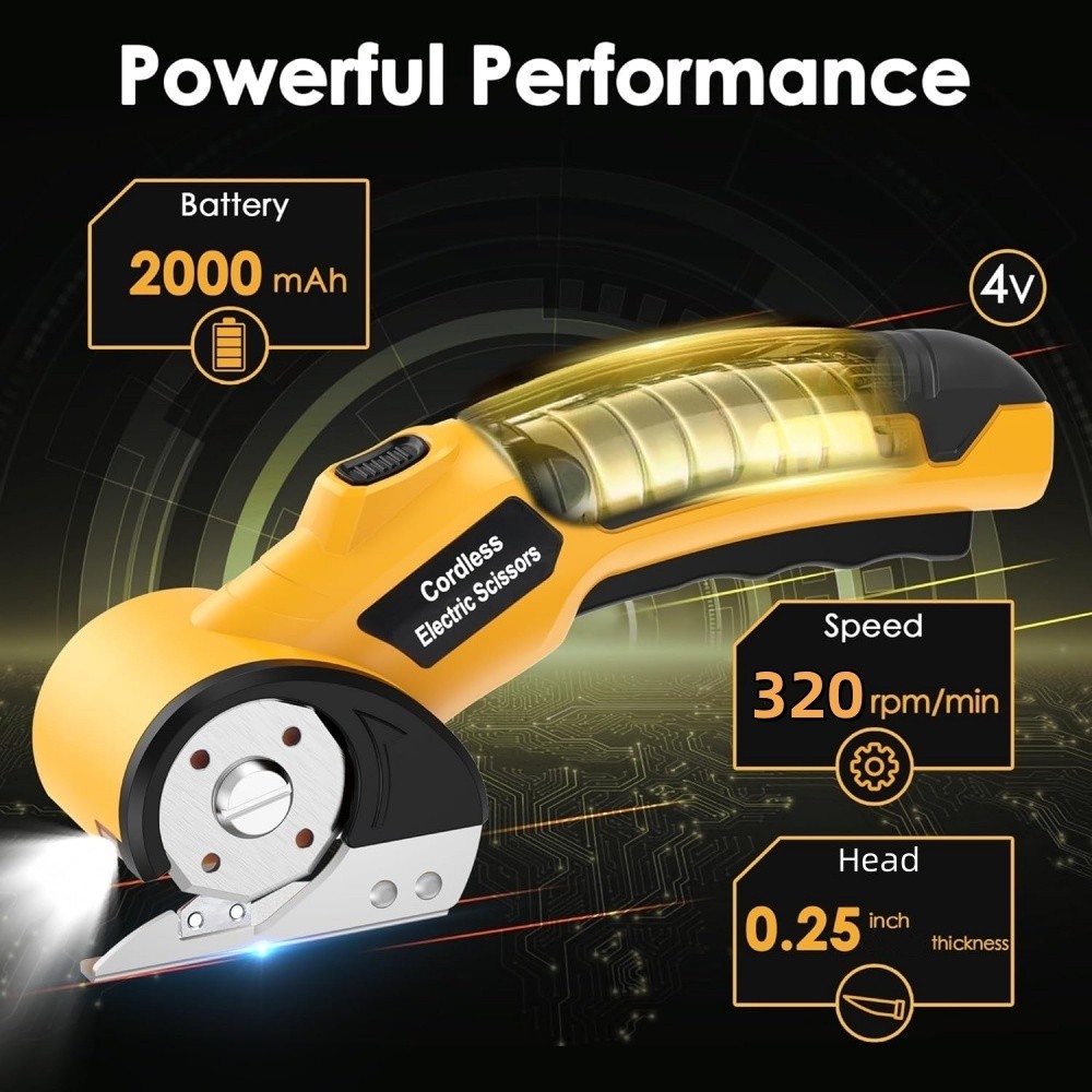 Cordless Electric Scissors 4V Rechargeable Powerful Shears Cutting Leather Tool