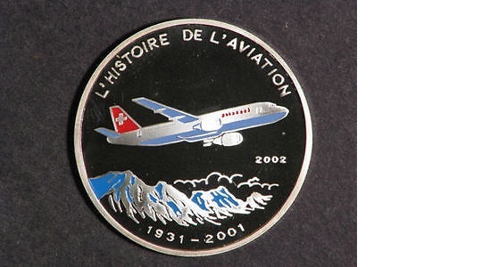 2002 Congo Silver Color Proof 500 fr Airplane A-300