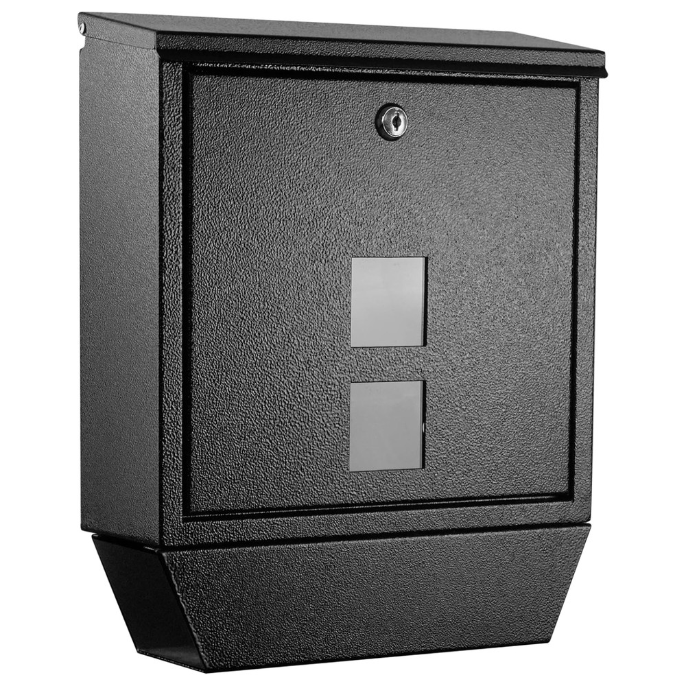 Wall Mount Locking Mailbox with Newspaper Holder, Rainproof Galvanized Mail Box