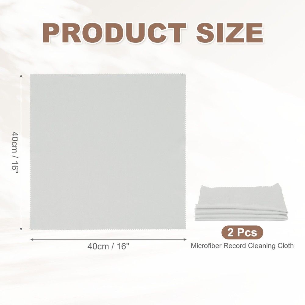2 Pcs 16" x 16" Microfiber Record Cleaning Cloth Gray