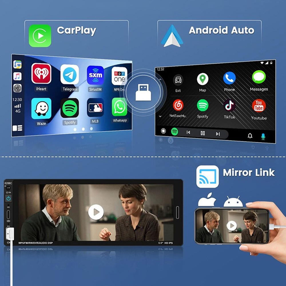2026 Wireless CarPlay & Android Auto AI Box Android 13 Car Multimedia w/ YouTube