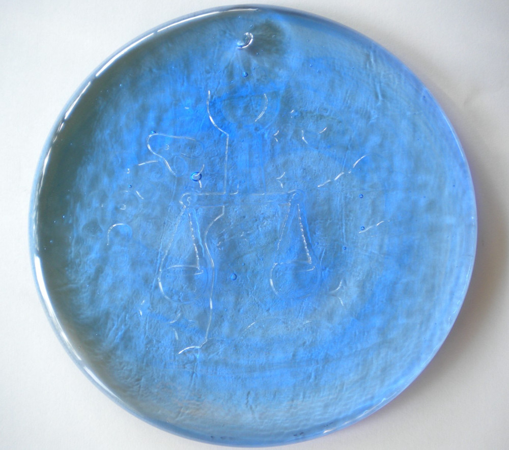 Blenko Glass Suncatcher - Libra - Denim Blue