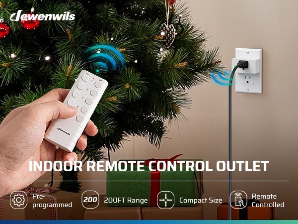 Wireless Remote Control Outlet 5 Outlets 2 Remotes 200FT Range for Lights Fan