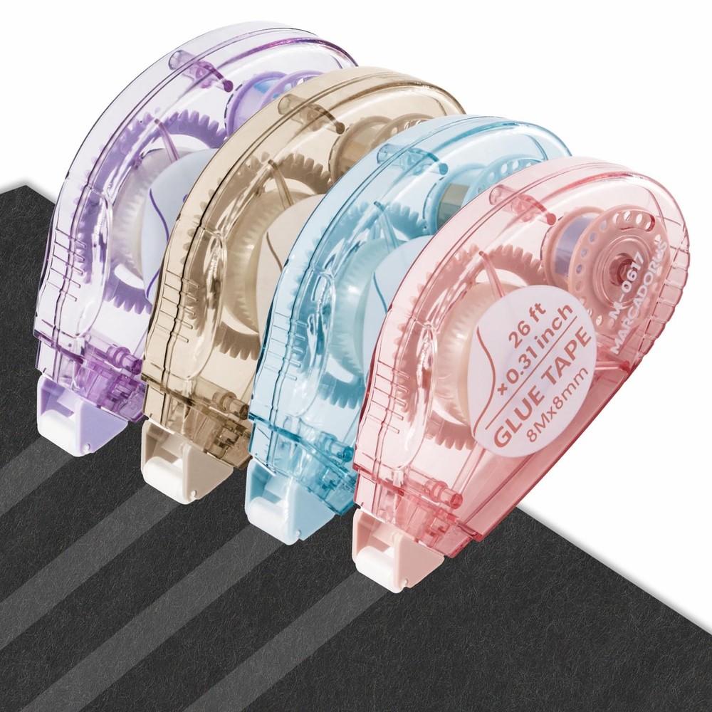 4 Pack Double Sided Tape Roller Glue Runner for Scrapbooking Crafts 26ft Each