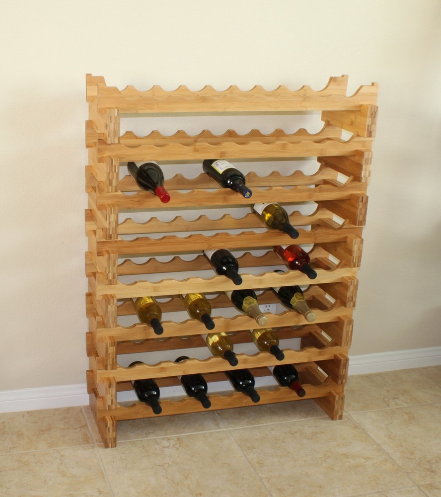 18bottle Stackable Bamboo Wine Rack