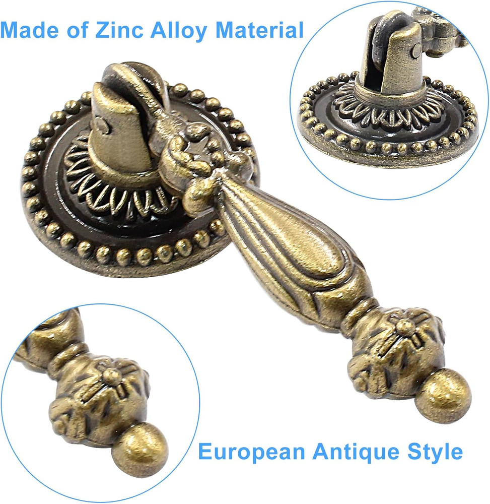 6PCS Antique Style Tear Drop Pulls - Vintage Cabinet Decorative Pull Handle K...