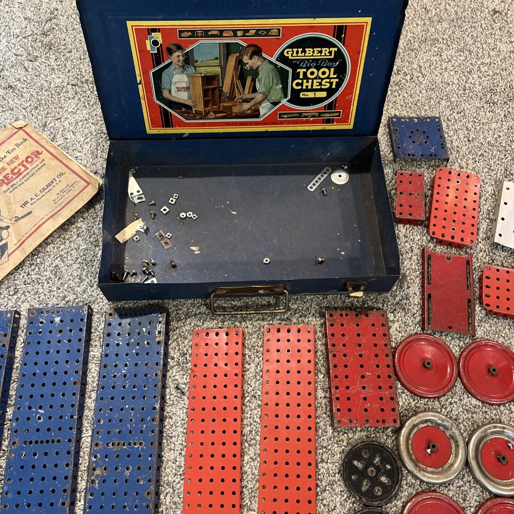 1930's A C Gilbert Erector Set With Manual