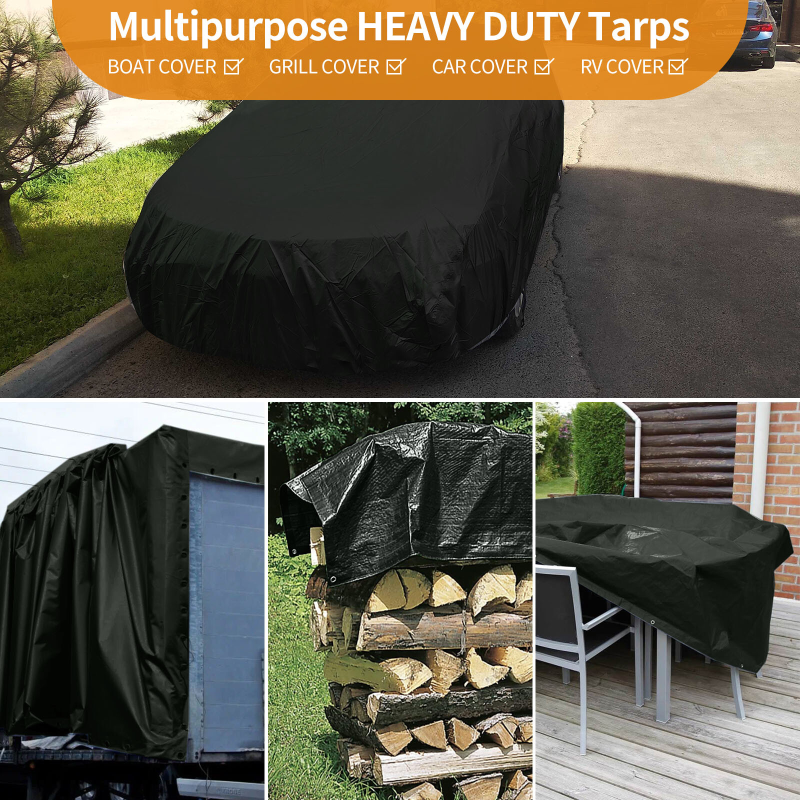 Heavy Duty Tarp Poly Tarpaulin Boat Tent Waterproof Outdoor Canopy Shade Cover