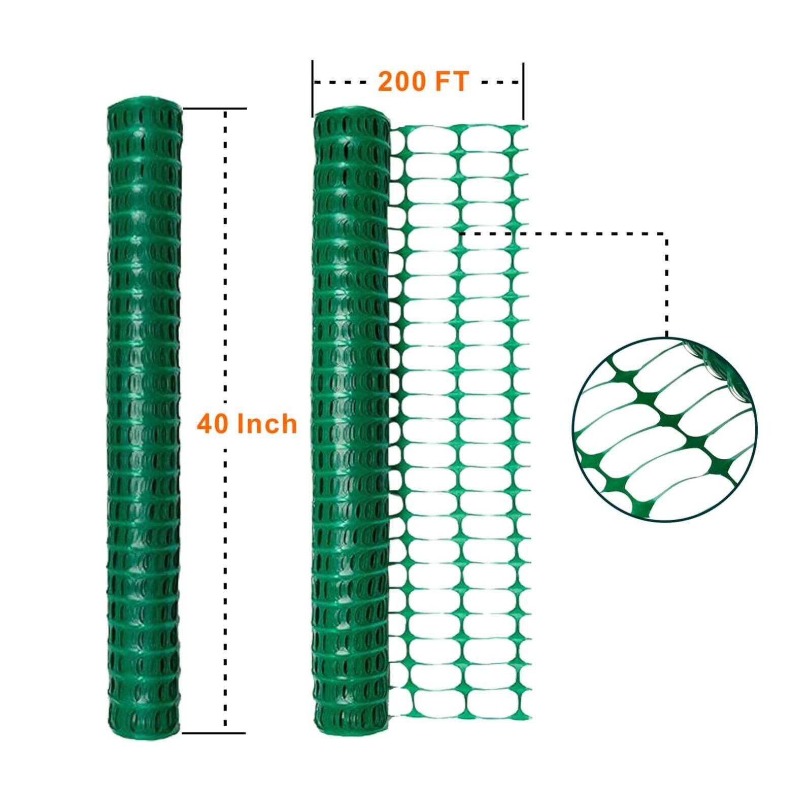 2pcs 40lnchx200Ft Green Mesh Fence with Stakes and Zip Ties for Garden Fence