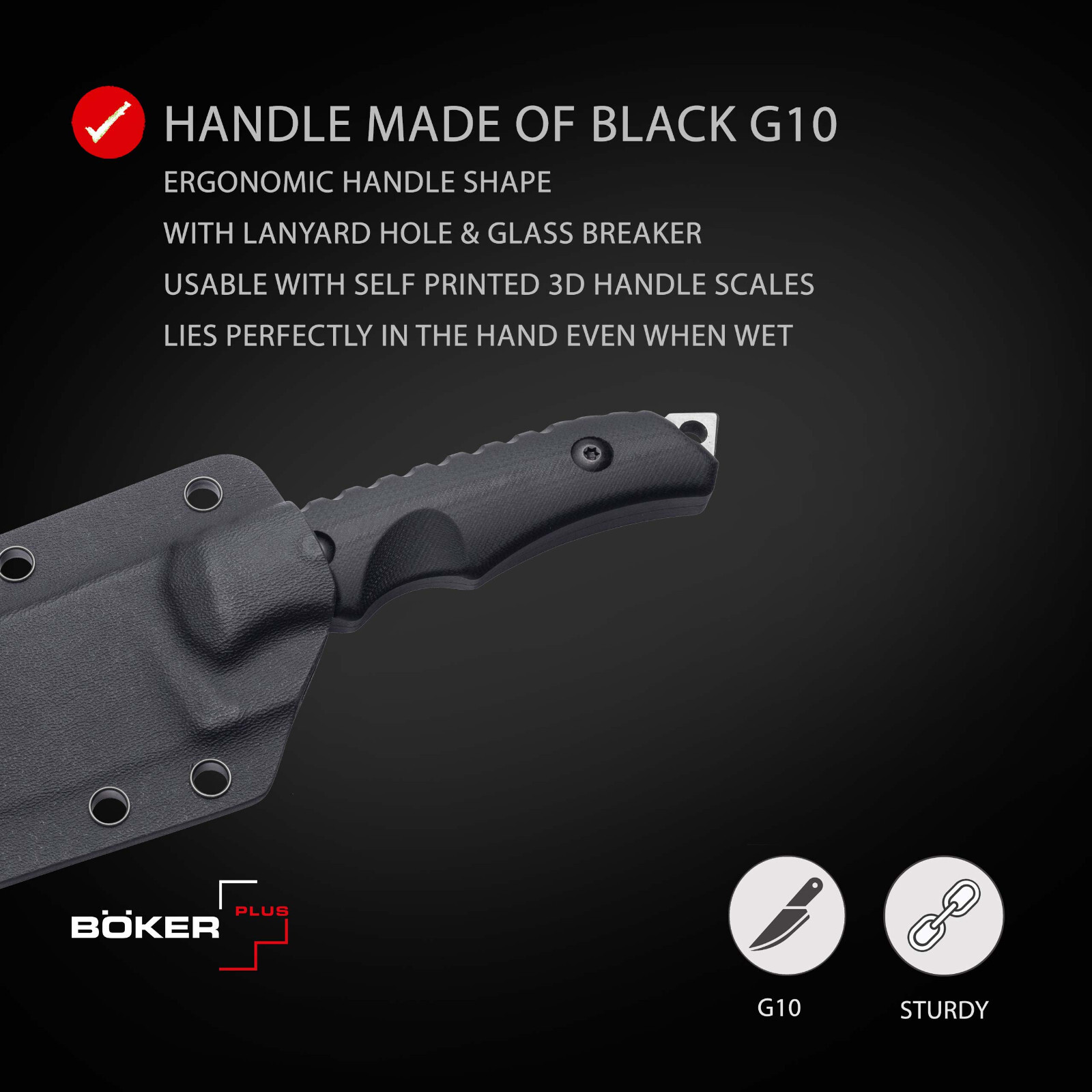 Boker Plus Hermod 2.0 Fixed Knife 4.17" D2 Blade G10 Handle Full Tang ✔️ 02BO053