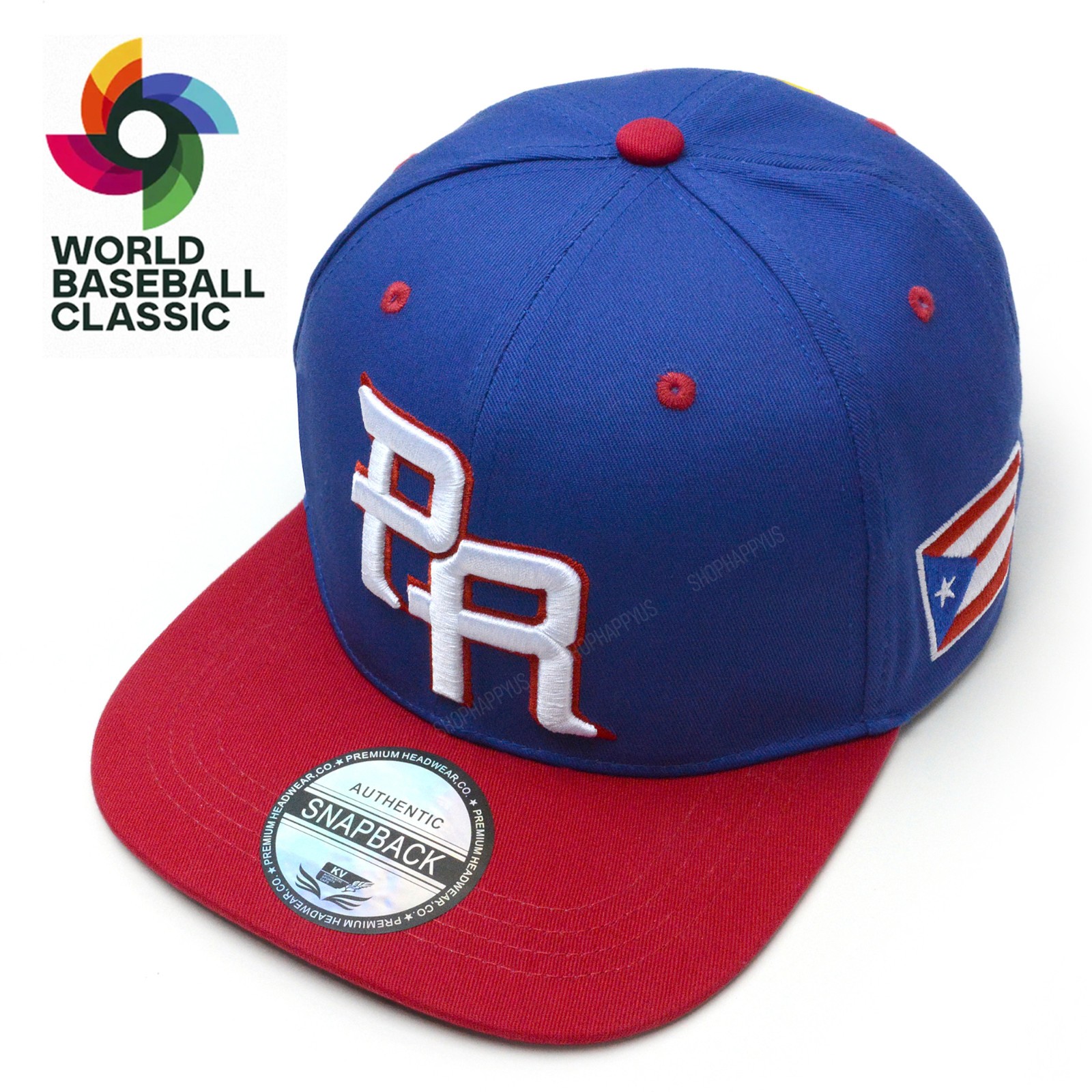 Puerto Rico Baseball Hat PR Flag 3D Embroidered Snapback WBC Cap Blue Red 2026