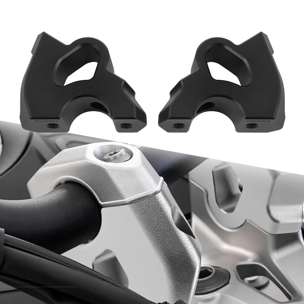 Motorcycle Handlebar Risers Clamp CNC Handle Bar Mount Clamps Black Riser Ins...