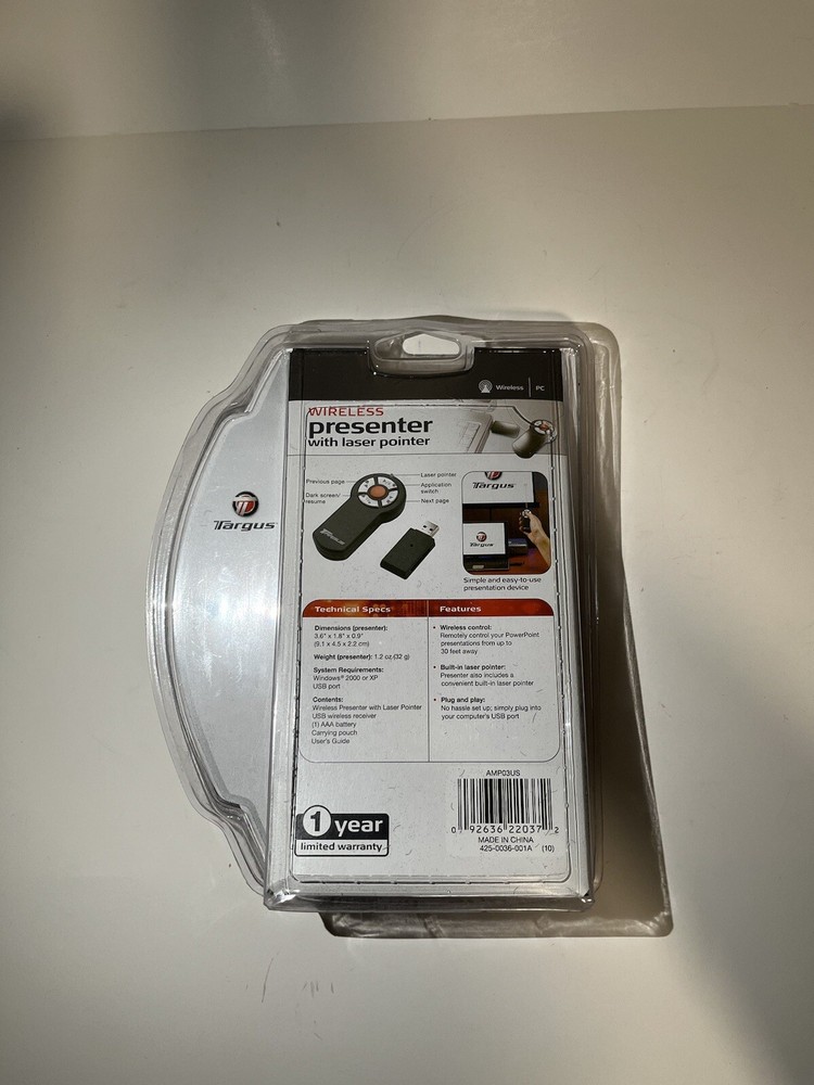 Targus Wireless Presenter Laser Pointer Remote AMP03US New & Sealed Genuine OEM