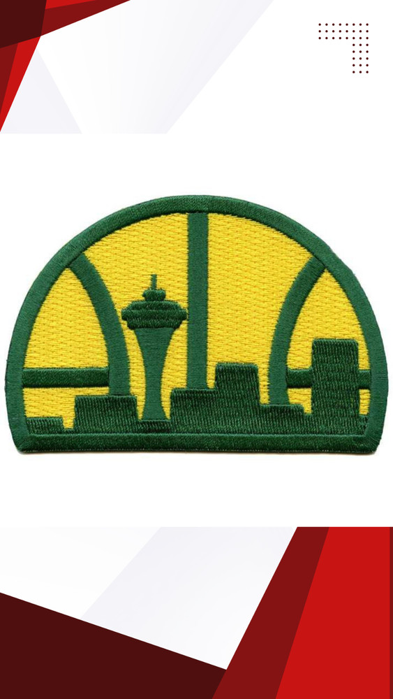 Seattle Skyline Basketball Patch SuperSonics Inspired Embroidered Iron-On Patch