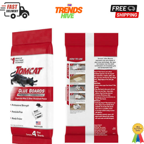 Tomcat Glue Boards with Eugenol for Enhanced Stickiness, 4 Per Box, 2-Pack