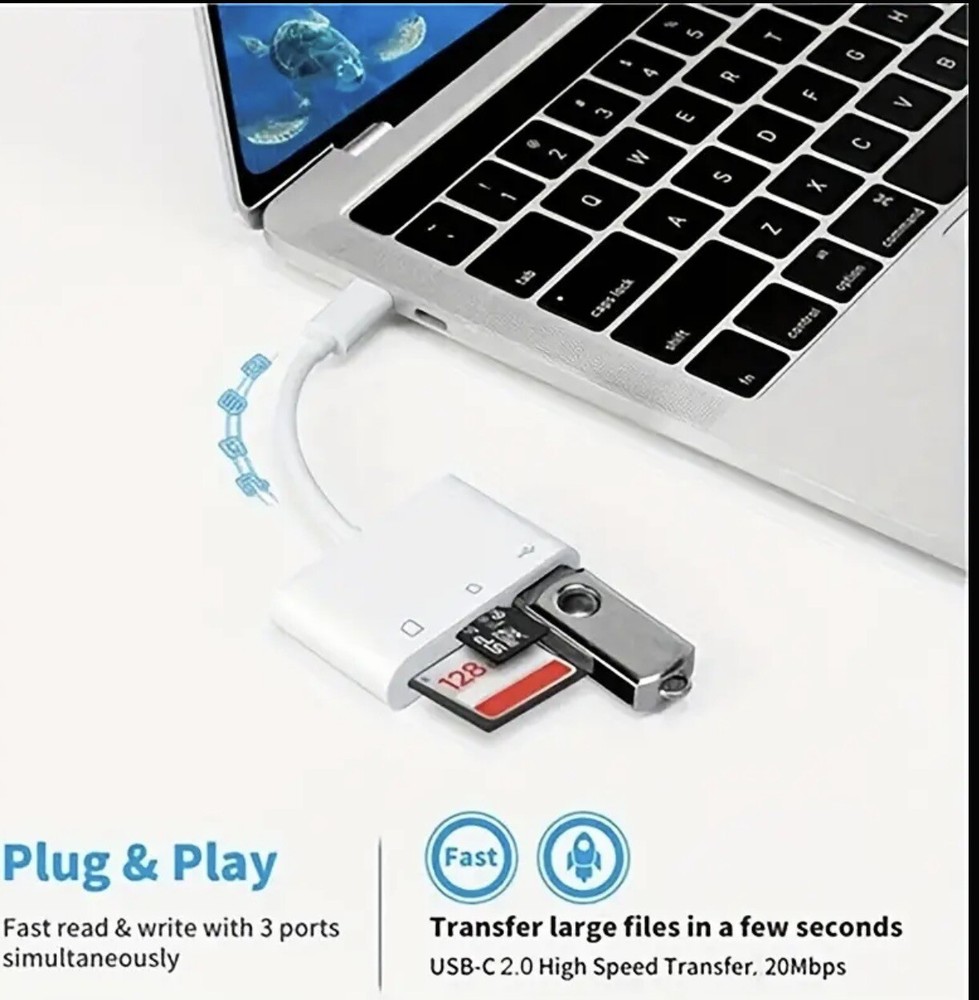3 in 1 USB-C SD TF Card Reader Camera Adapter For Android Phones, Cameras