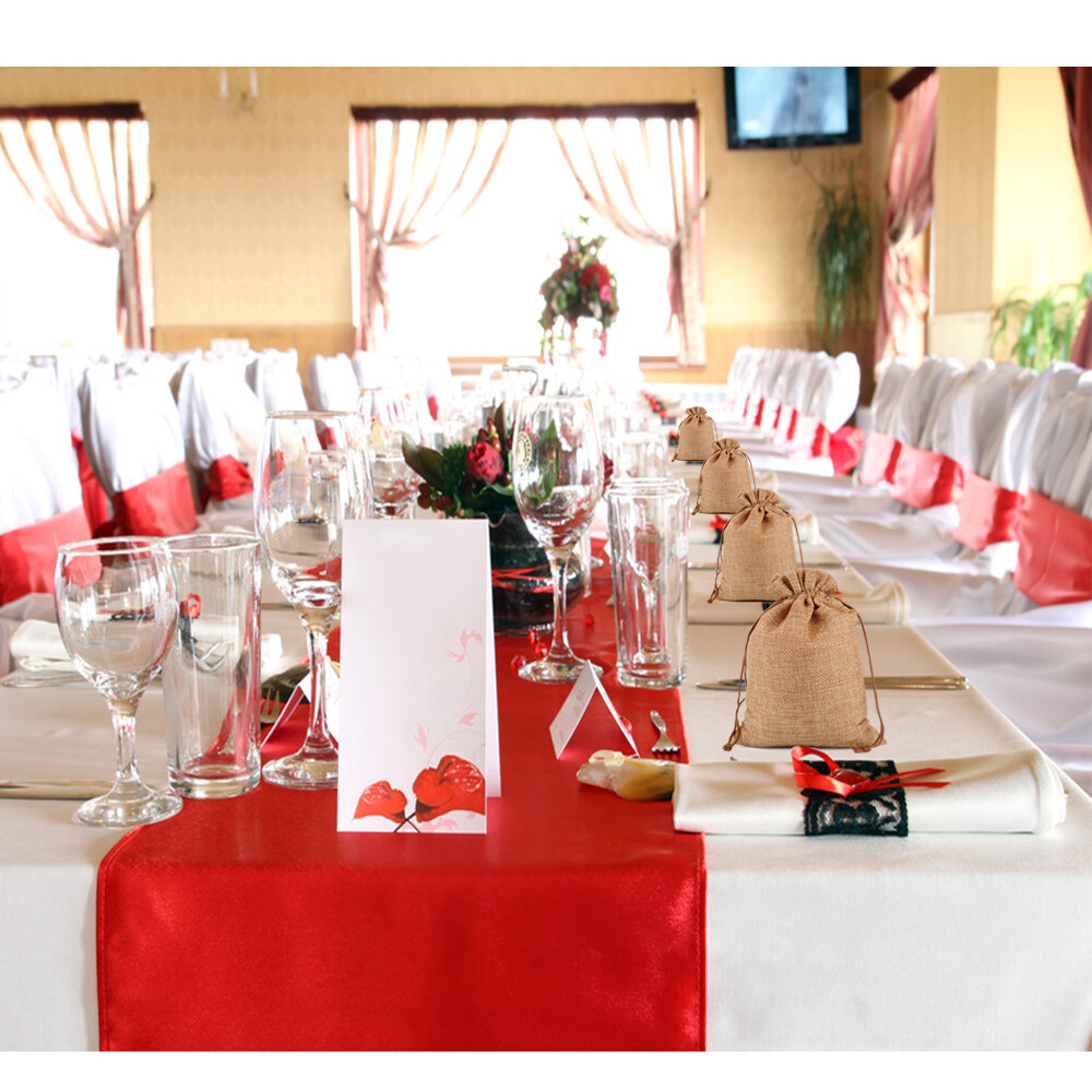 Wholsale! Burlap Gift Bags Drawstring Wedding Favors Hessian Jute Jewelry Pouch