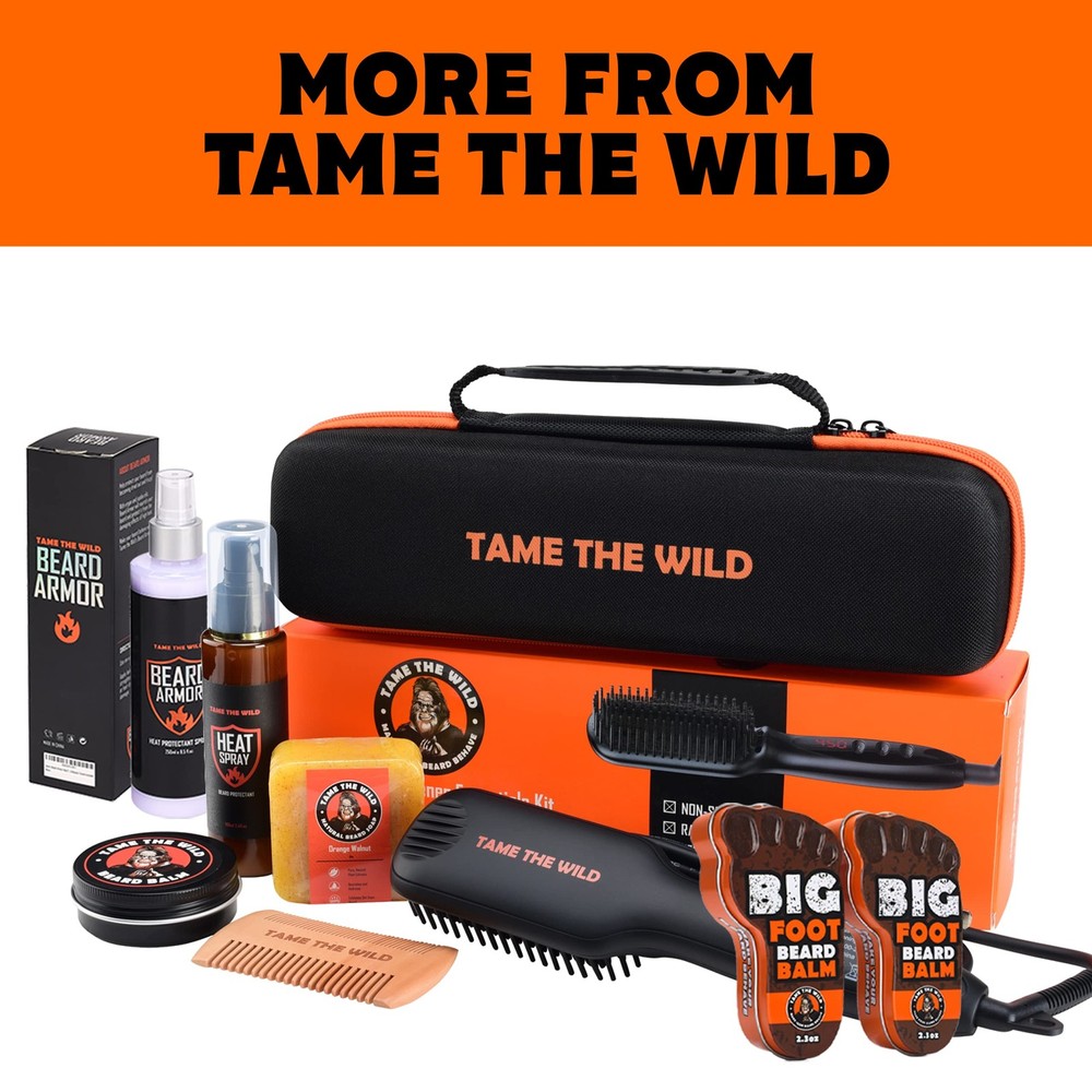 Beard Straightener for Men Kit - Includes Portable Heated Beard Brush, Beard ...
