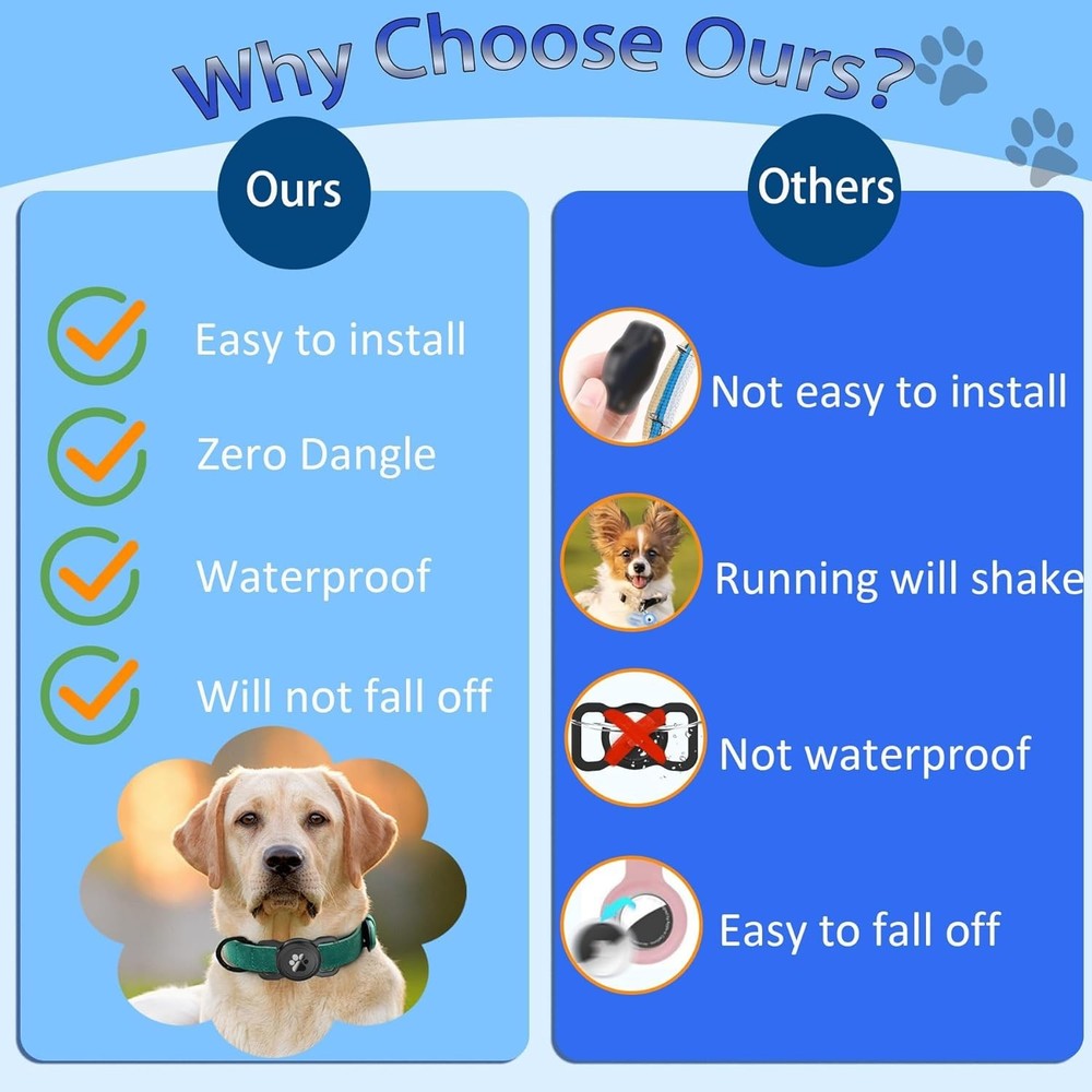 Airtag Dog Collar Holder Waterproof Protective Case Compatible Apple [ 1 Pack]