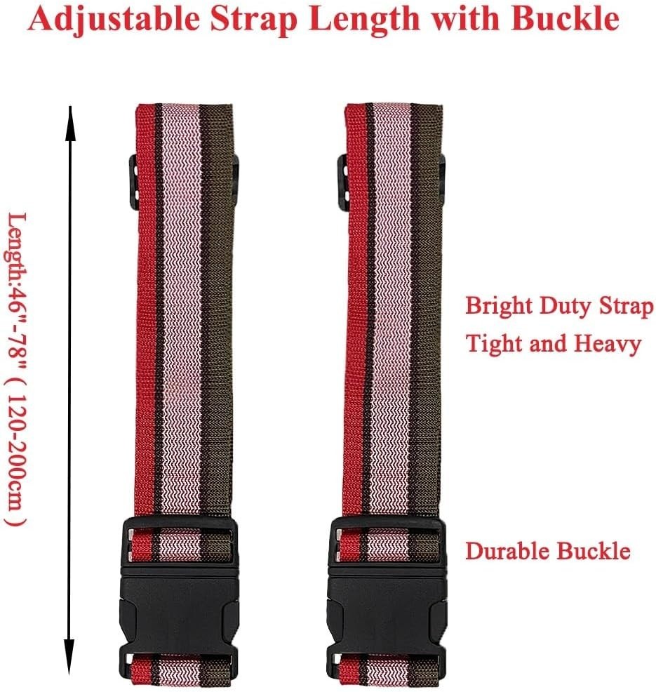 2 Pack Luggage Straps Bright Colors Adjustable Suitcase Belts W/ Quick Release