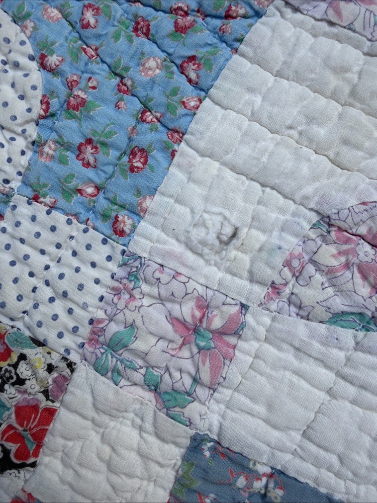 VTG Small Patchwork Cotton Quilt 74" X 58"