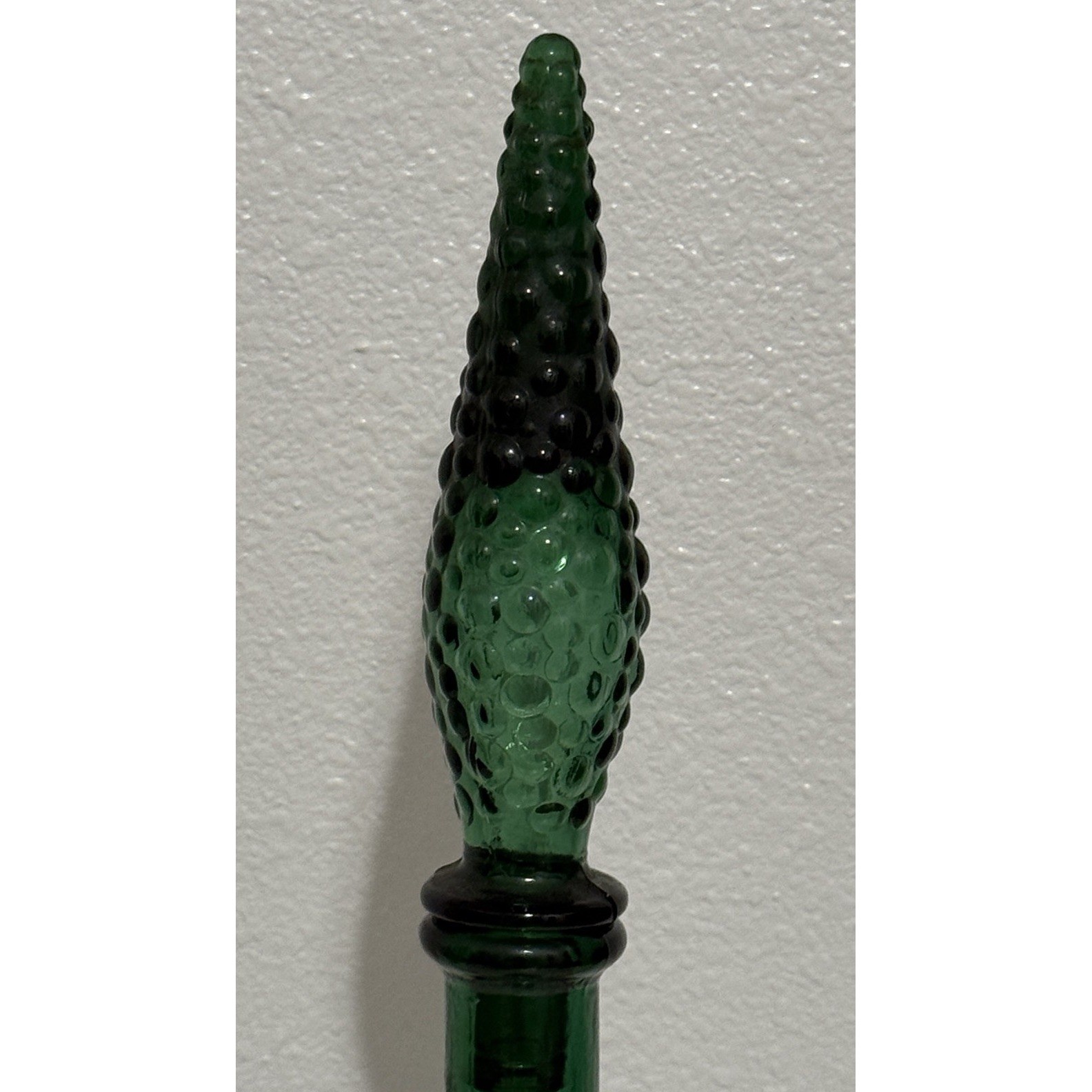 Vintage MCM Green Hobnail Glass Decanter Genie Bottle 21"
