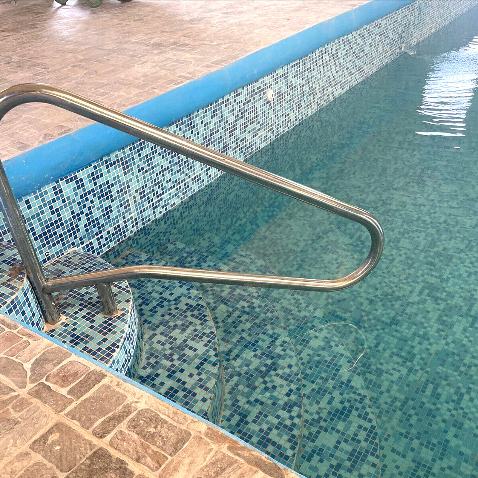 Pool Handrail Cross Braced Deck Mounted Step Stair Rail Stainless steel 50"x 36"
